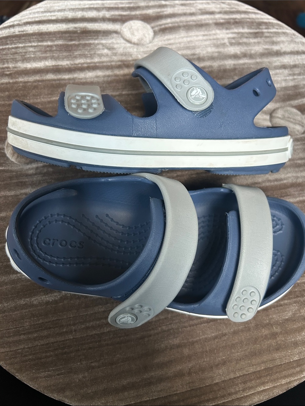 CROCS Kids Blue Sandals with Gray Adjustable Straps